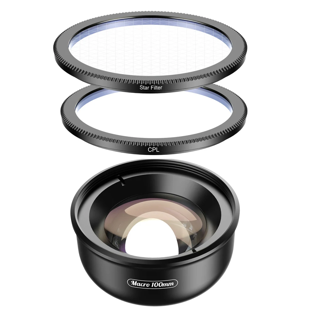 macro cpl starfilter APEXEL объектив для камеры телефона 100 мм макро-объектив 4 K HD Супер Макро-линзы+ CPL+ Звездный фильтр для iphone xs max samsung s9 всех смартфонов - Цвет: macro cpl starfilter