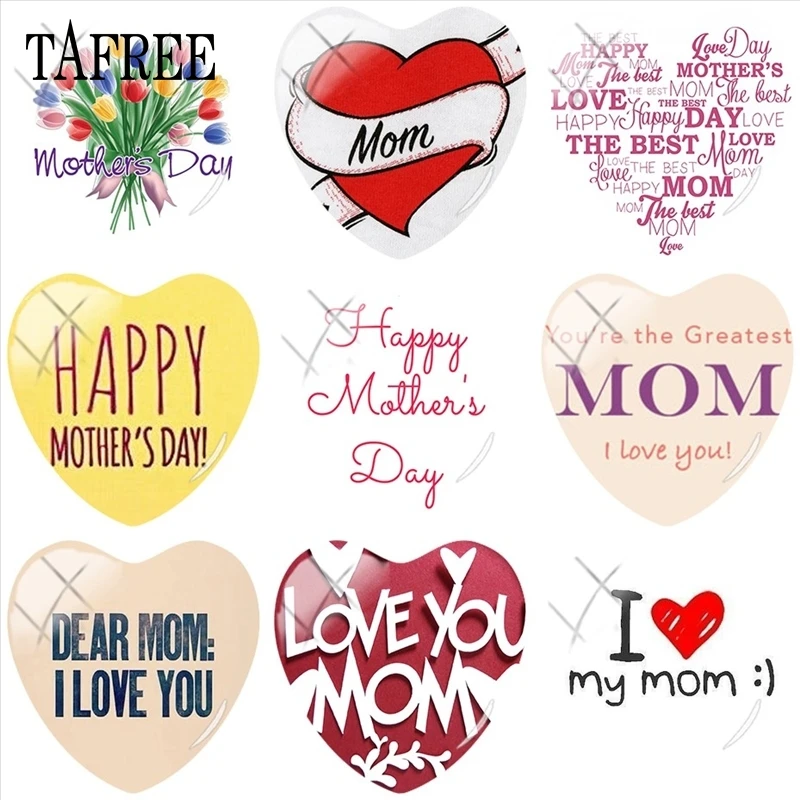 TAFREE 25 мм DIY в форме сердца 'you are Greatest Mom I Love You 'надпись из стекла Cabohcon Cameo
