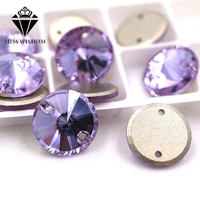 high quality flatback glass sew on rhinestones double hole round shape light purple crystal rhinestone diy clothing accessories