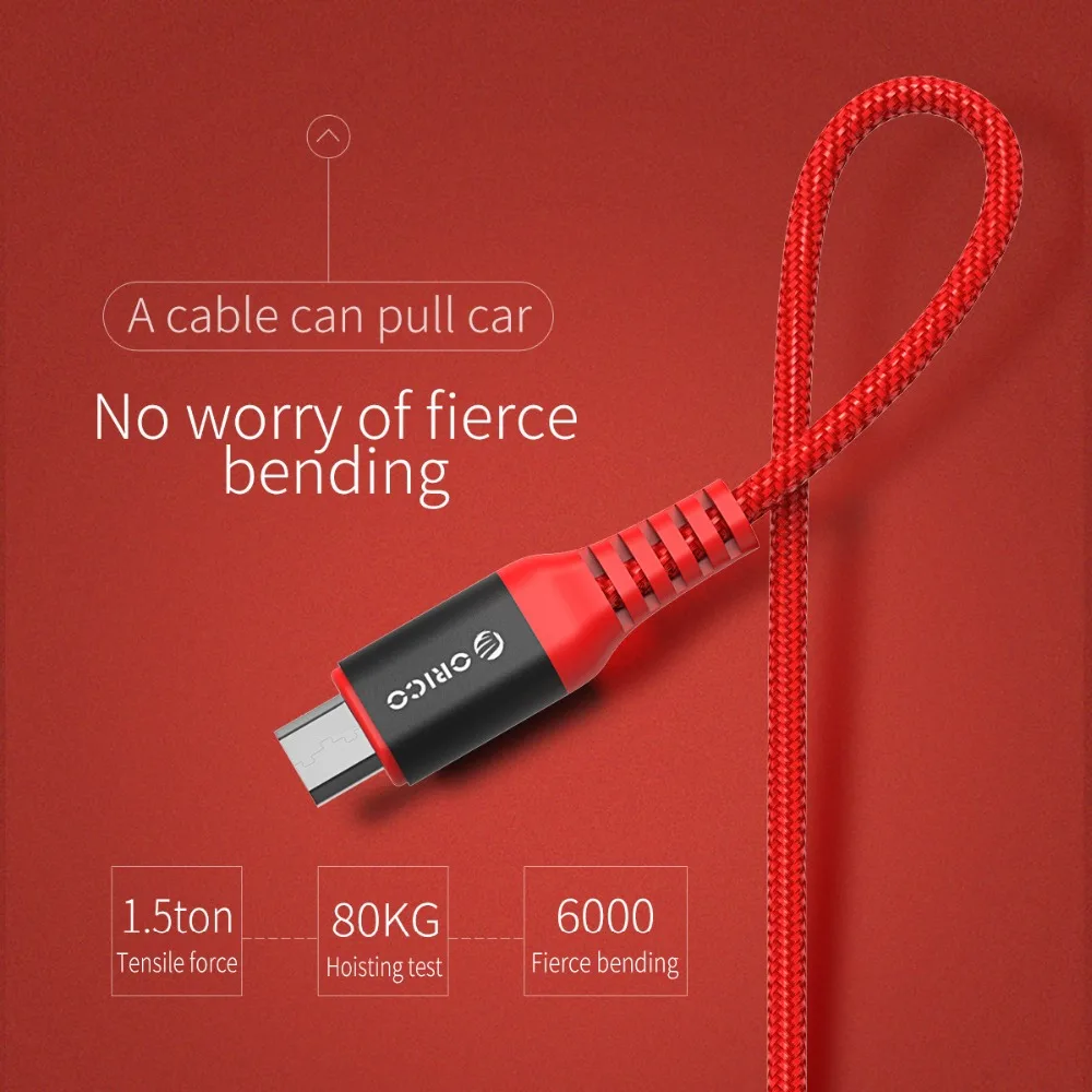 Micro USB кабель ORICO 2.4A зарядный Быстрая зарядка для передачи данных Samsung Xiaomi Huawei