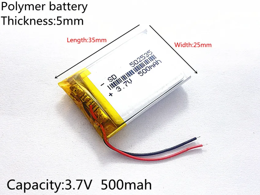 3 7 V 500mAH 502535 PLIB (полимерный литий ионный/литий ионный аккумулятор) для умных часов