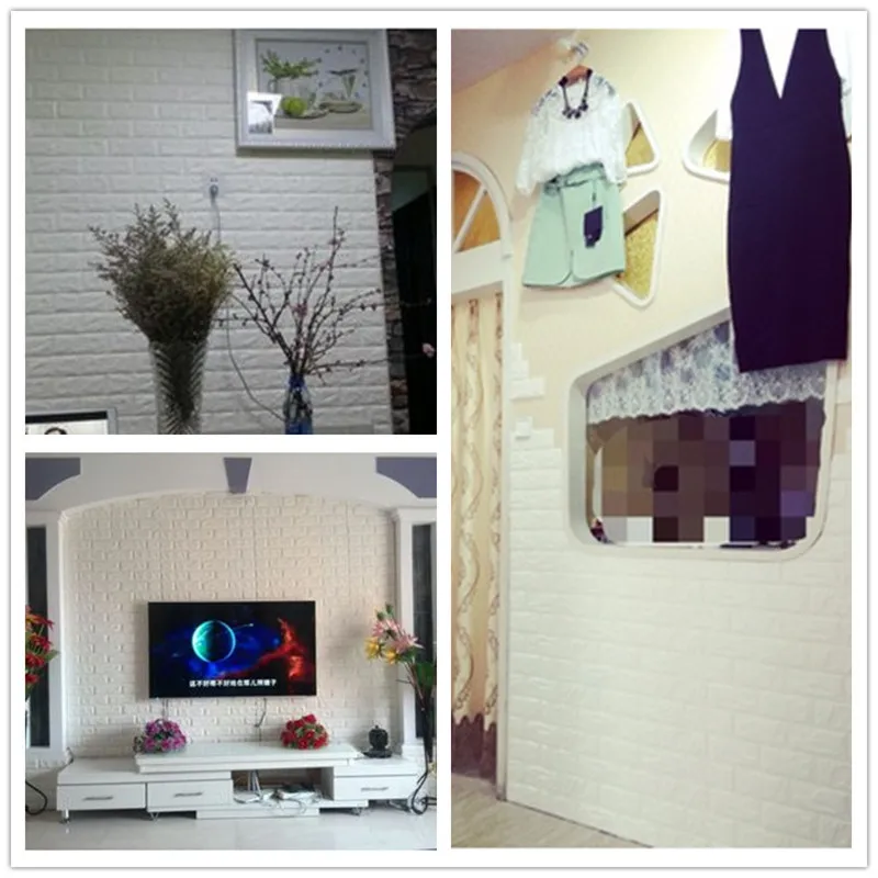 3D каменная кирпичная стена стикер бумажные панели фон текстурированная роспись