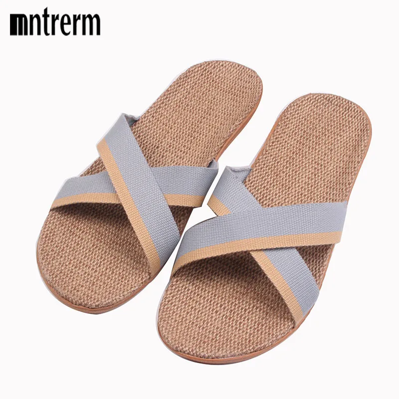 Модные домашние тапочки Mntrerm для борьбы с поперечными цветами льняные весенние