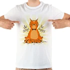 Забавная футболка с мультяшным котом для йоги, Мужская футболка, Новинка лета 2018, белая Повседневная классная футболка для мужчин