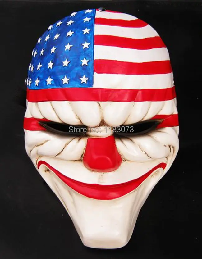 

Payday 2 Dallas US National Flag Masquerade Cosplay Mask Heist joker Clown Costume Adult Head Robber Cosplay Funny Resin Masks