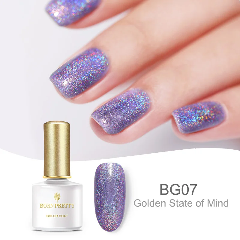 BP-BG07 Born pretty, голографическая гель для ногтей с блестками лак 6 мл Сияющий Блестящий впитывающий УФ-гель лак для ногтей Светодиодный УФ-лампа - Цвет: BP-BG07