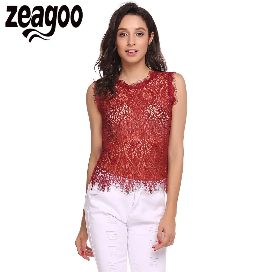Zeagoo Лето 2017 г. Для женщин Безрукавки для Повседневное o образным вырезом без