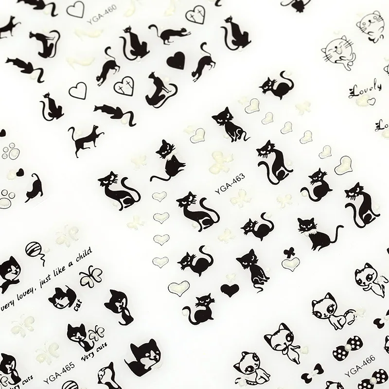 12 листов красота персидская кошка дизайн Фольга переводные наклейки для дизайна