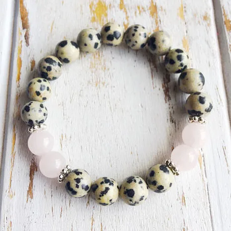 Браслет из далматинской яспермы с надписью Love &amp Protection | Украшения и аксессуары
