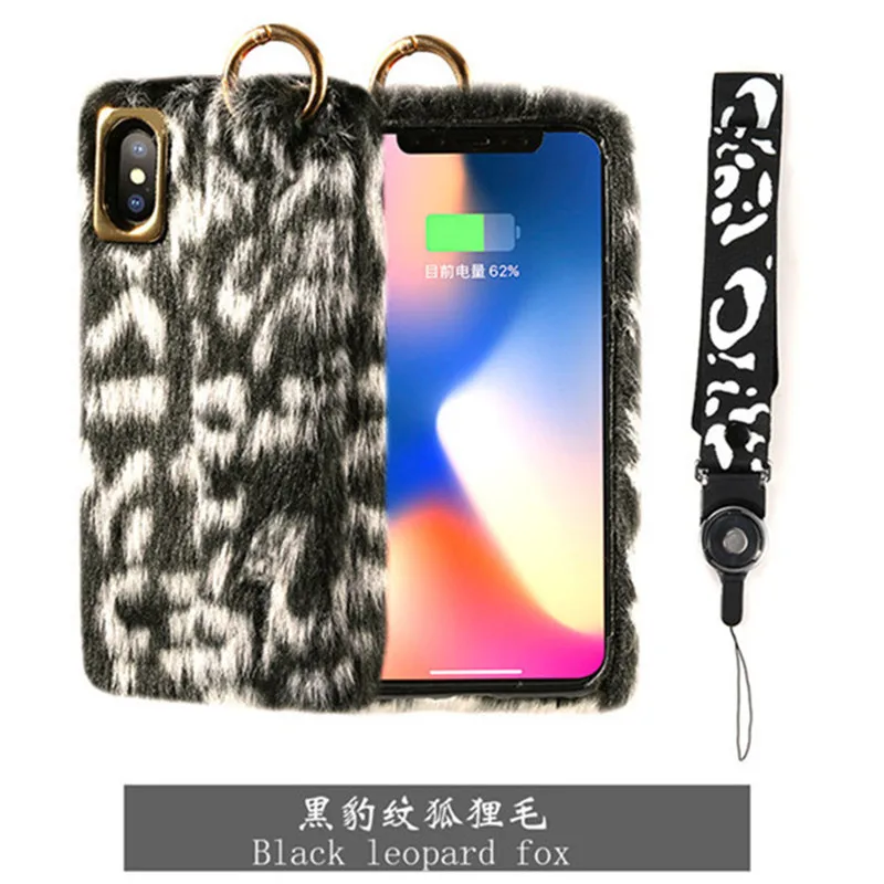 XS Max чехол для iPhone X XR сексуальный леопардовый принт широкополосный меховой