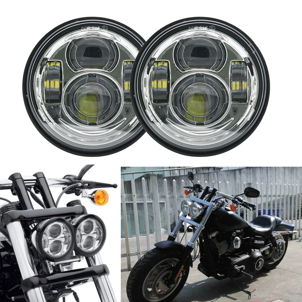 2 шт. 4 65 дюймов черный/хром мотоциклетная фара для Harley LED мото светодиодные лампы
