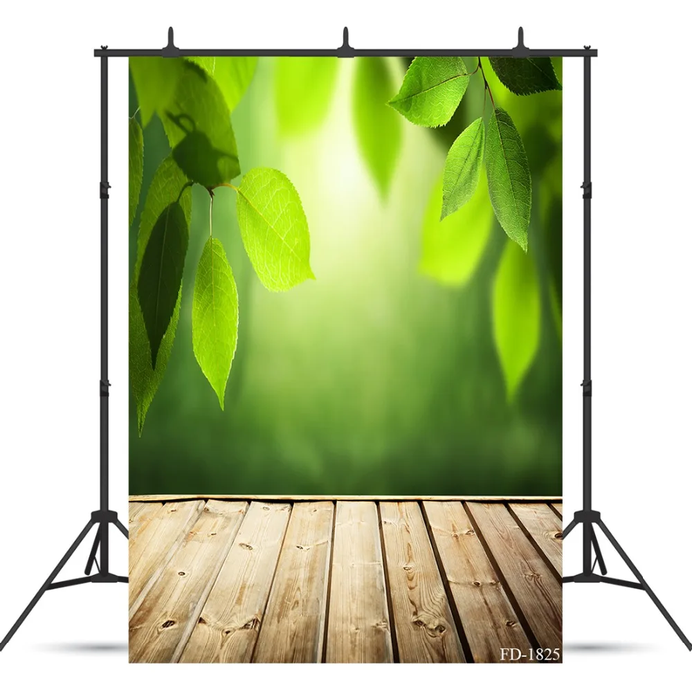 

Green Leaves Photography Background Wooden Floor Backdrops For Photo Shoot Children Baby Vinyl Cloth Photo Backdrop Photo Studio