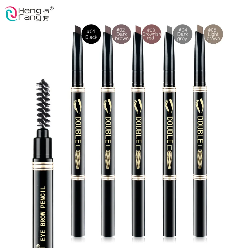 

HengFang Eyes Makeup 5 Colors 24 Hours Long-lasting Double-headed Eyebrow Pencil Soft Brush Smooth Fashion Eye Brow 0.12g #H6511