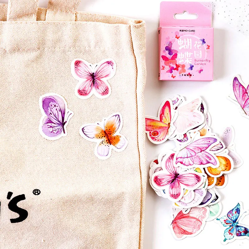 46 шт./кор. Kawaii канцелярские наклейки милые с бабочками клейкие для детей дневник в