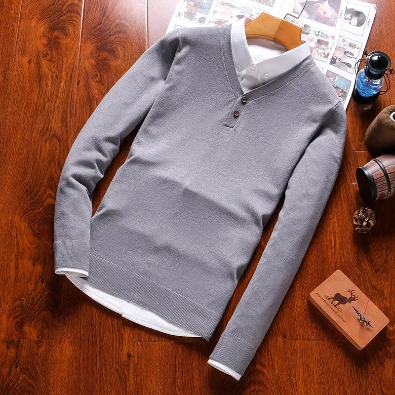 dark grey 1902 Varsanol мужской свитер, Пуловеры с круглым вырезом, Хлопковый вязаный свитер, пальто, Зимние Повседневные свитера с длинным рукавом, Homme, вязаные однотонные Топы - Цвет: dark grey 1902