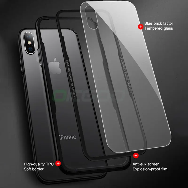 OICGOO роскошный задний стеклянный чехол для телефона iphone 8 7 6 Plus X противоударное