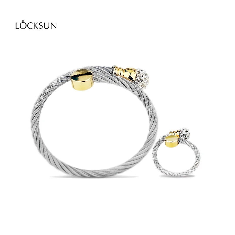 Набор украшений для женщин из нержавеющей стали Серебристые браслеты и браслет