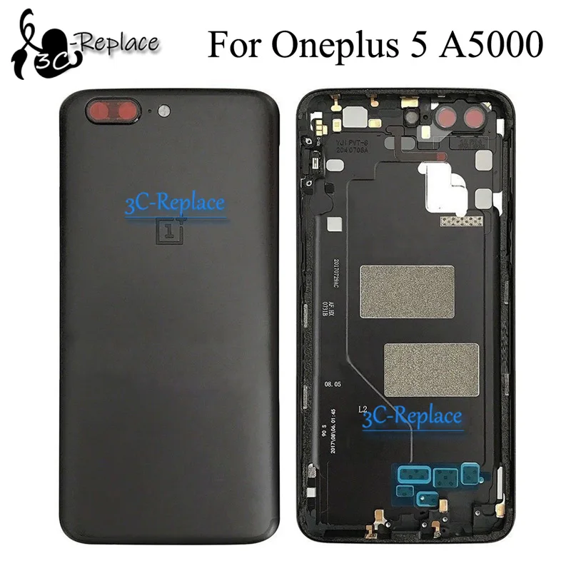 Black Oneplus 5 Для Oneplus X 2, 3, 3 T, 5, 5, 6, 6 T, 7 Global задняя крышка батарейного отсека, корпус, чехол, Задние стекла, запчасти One plus 1+ 7 PRO GM1910, GM1911 - Цвет: Black Oneplus 5