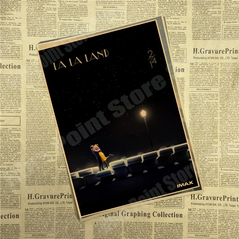 LA LAND фильм ретро крафт-бумага плакат ретро художественные изделия для стен Стикеры гостиной краски бар кафе - Цвет: Синий