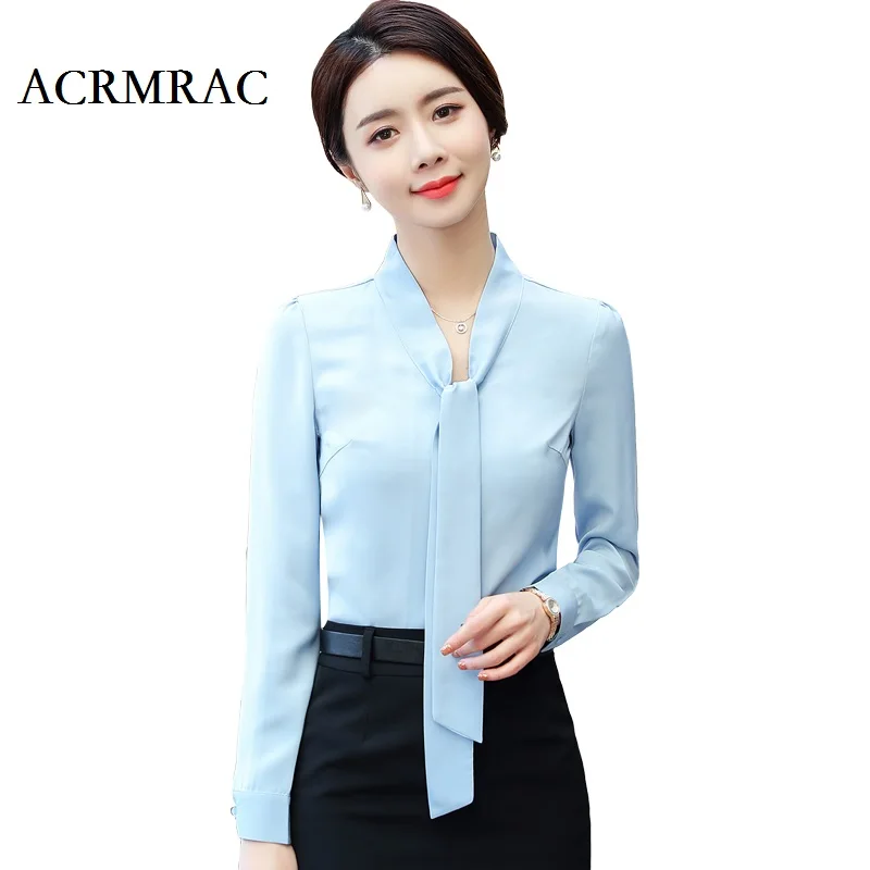 ACRMRAC Women New Summer shirt Long sleeve 6 colors Slim Large size Business OL Formal Blouse Shirts