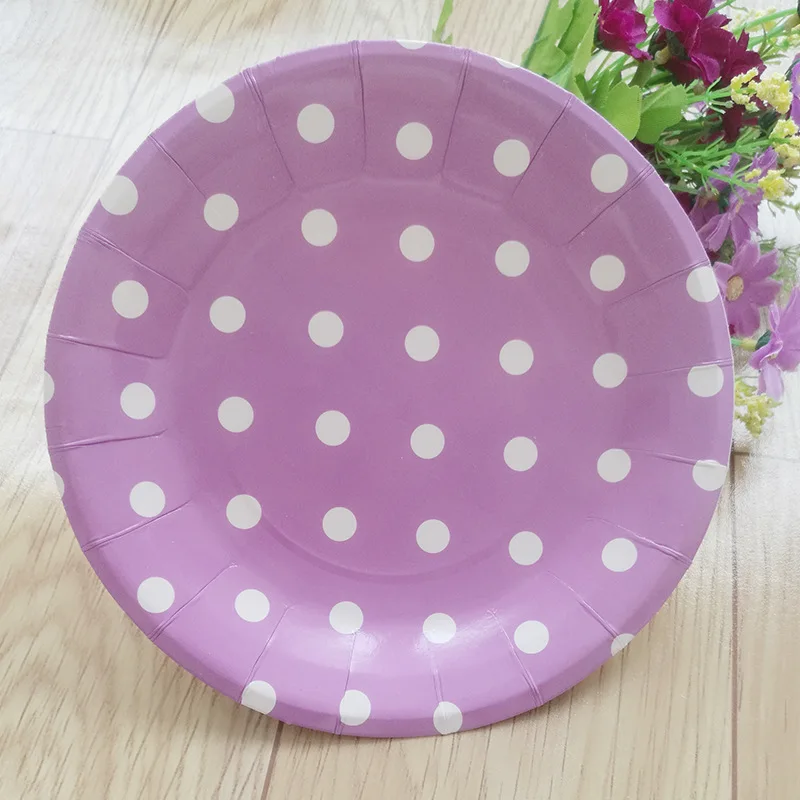 12 шт красочные Polkadots вечерние бумажные тарелки для торта Одноразовые Круглые
