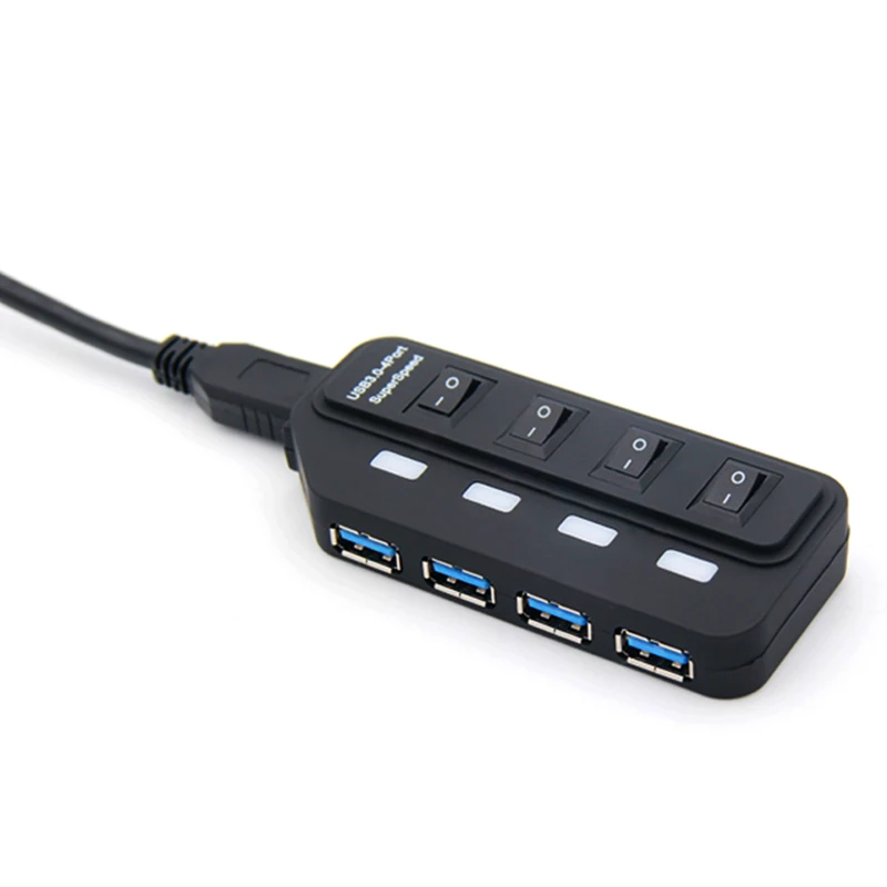 5 Гбит/с USB 3 0 концентратор 4 порта Переключатель светодиодный адаптер сплиттер с