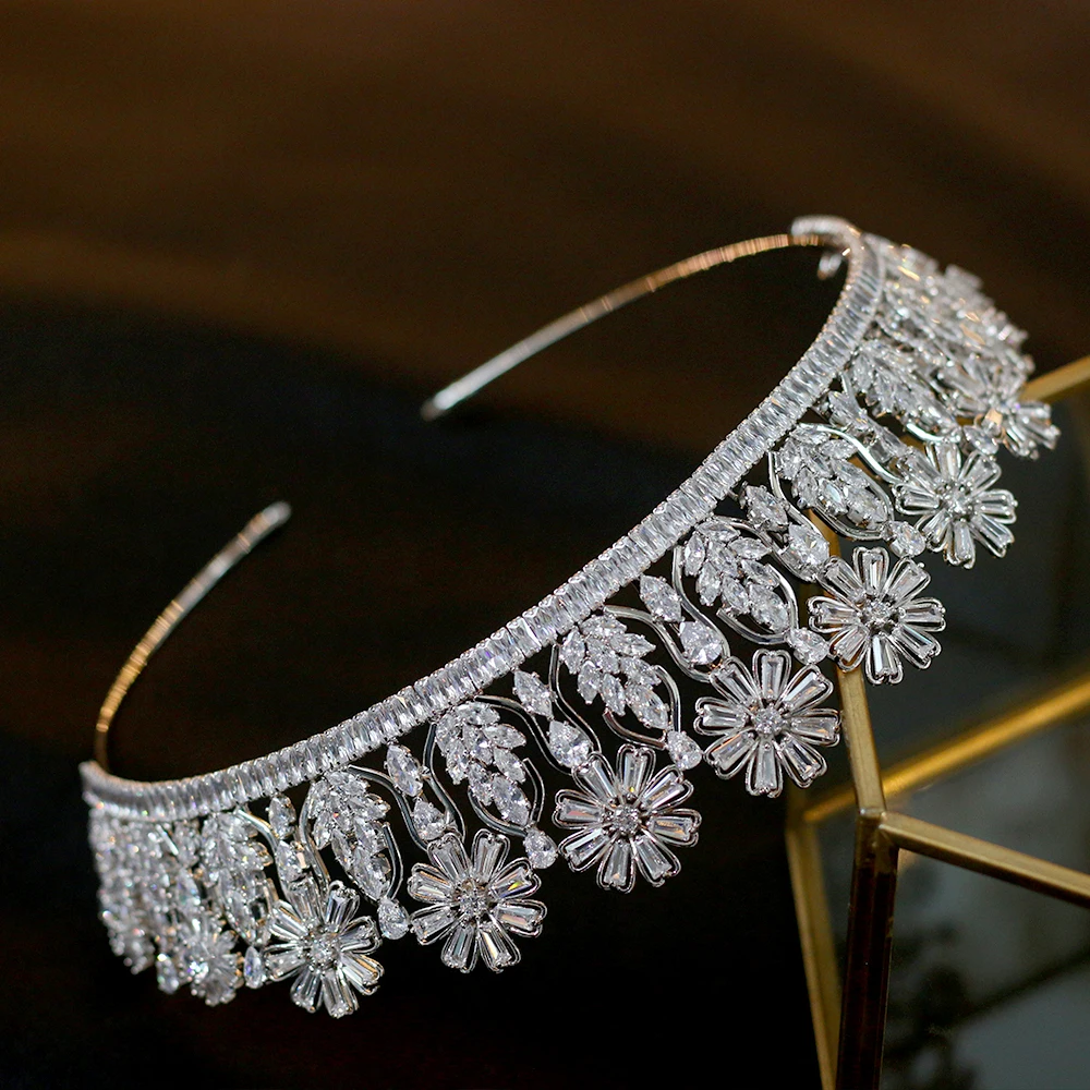 Asnora Luxury Cubic Zirconia Bridal Tiara Crown 2019 Aksesoris Rambut Pernikahan Headband Kecantikan Perhiasan Headwear Crowns | Украшения