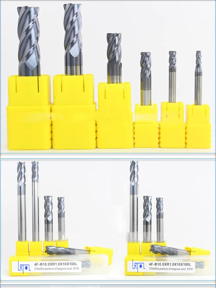 Hrc55 4R0. 5-12R1* L75 100 150 мм карбида 4flutes углу радиус Фрезы ЧПУ Спираль биты фрез