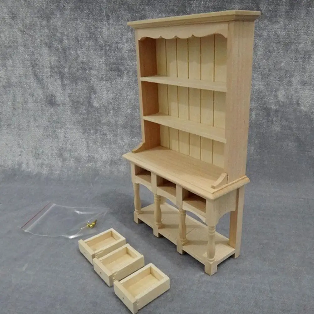 

1/12 Dollhouse Miniature Accessories Mini Wooden Table Simulation Desk Model Toy Wood Color Furniture for Doll House Decoration