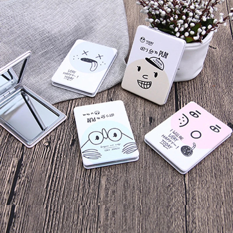 CN-RUBR мультфильм смайлик Макияж зеркало милая девушка Прямоугольный складной из