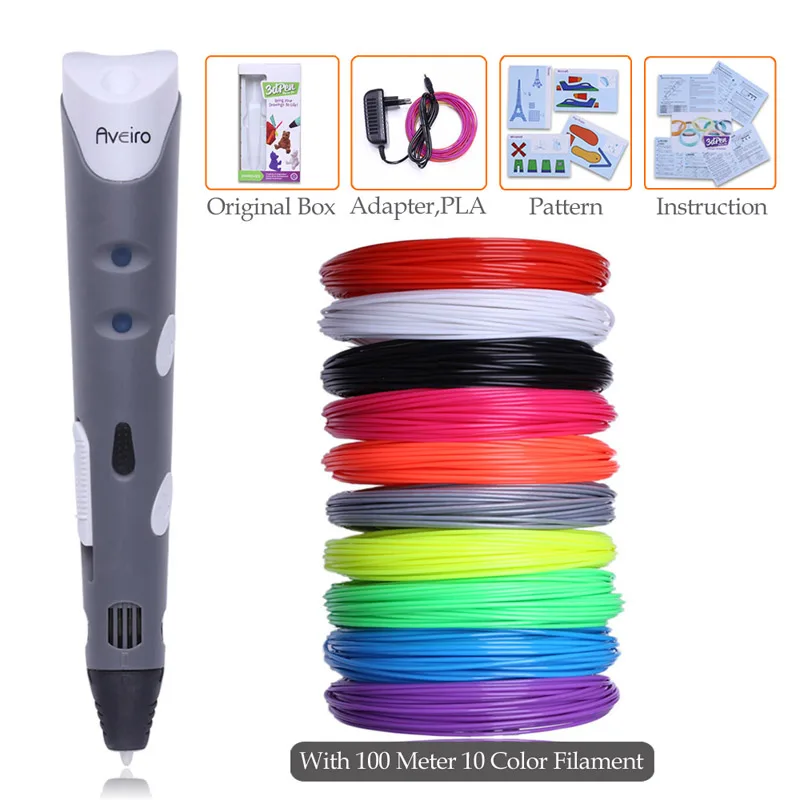 Pen 100M Filament 3 д ручка 3 д принтер 3 d принтер 3д ручка для рисования пластиком 3d ручка 3d ручка подарки на день рождения подарок на день рождения 3д ручка - Цвет: Pen 100M Filament