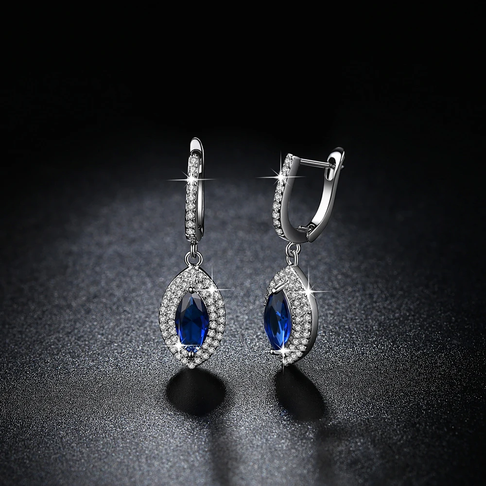 Оптовая продажа серебряные серьги для женщин модные посеребренные с голубыми