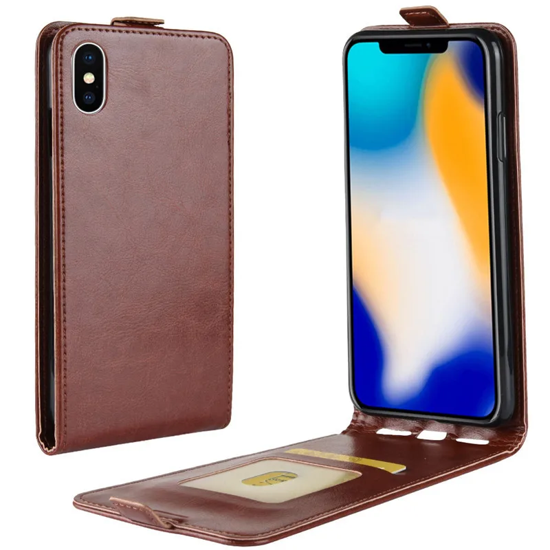 Для iPhone XS Max чехол кожаный чехол защитный чехол для телефона для apple iPhone XR флип-кейсы - Цвет: brown