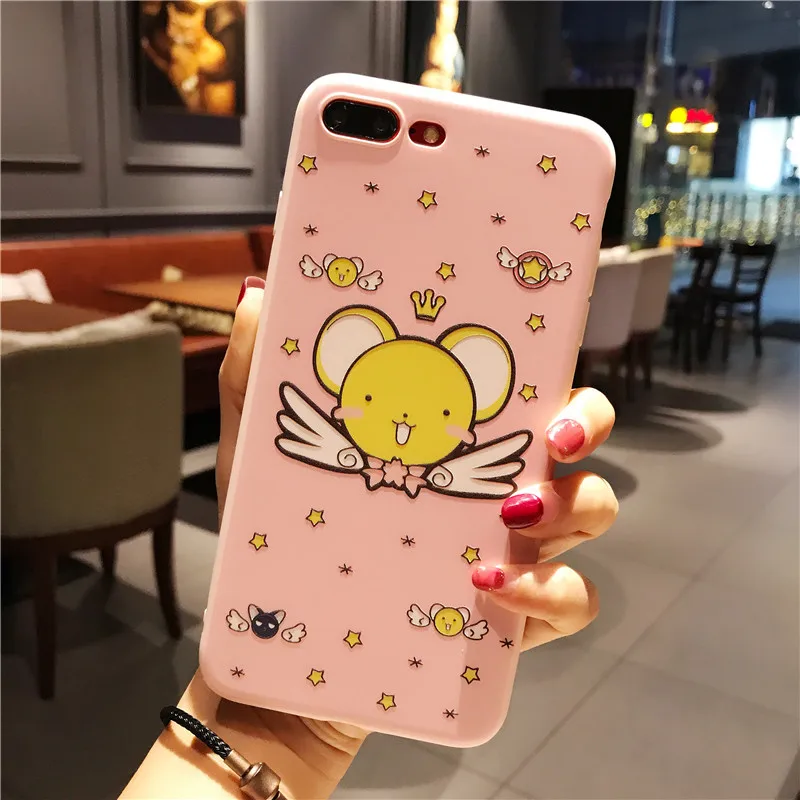 For iPhone XS max XR Cardcaptor Sakura Case + Tempered Glass Screen film Cute Girl Cover for X 6S 6SP 8 8Pus 7P Fudas |
