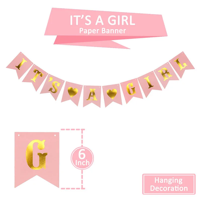 Pink Girl Lincaier, детские розовые бумажные украшения для баннеров, воздушные шары для мальчиков и девочек, вечерние принадлежности, принадлежности для детей - Цвет: Pink Girl