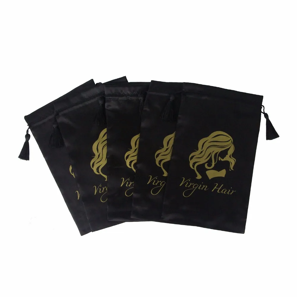 5 шт. черные девственные бриллианты со шнурком пряди для наращивания волос