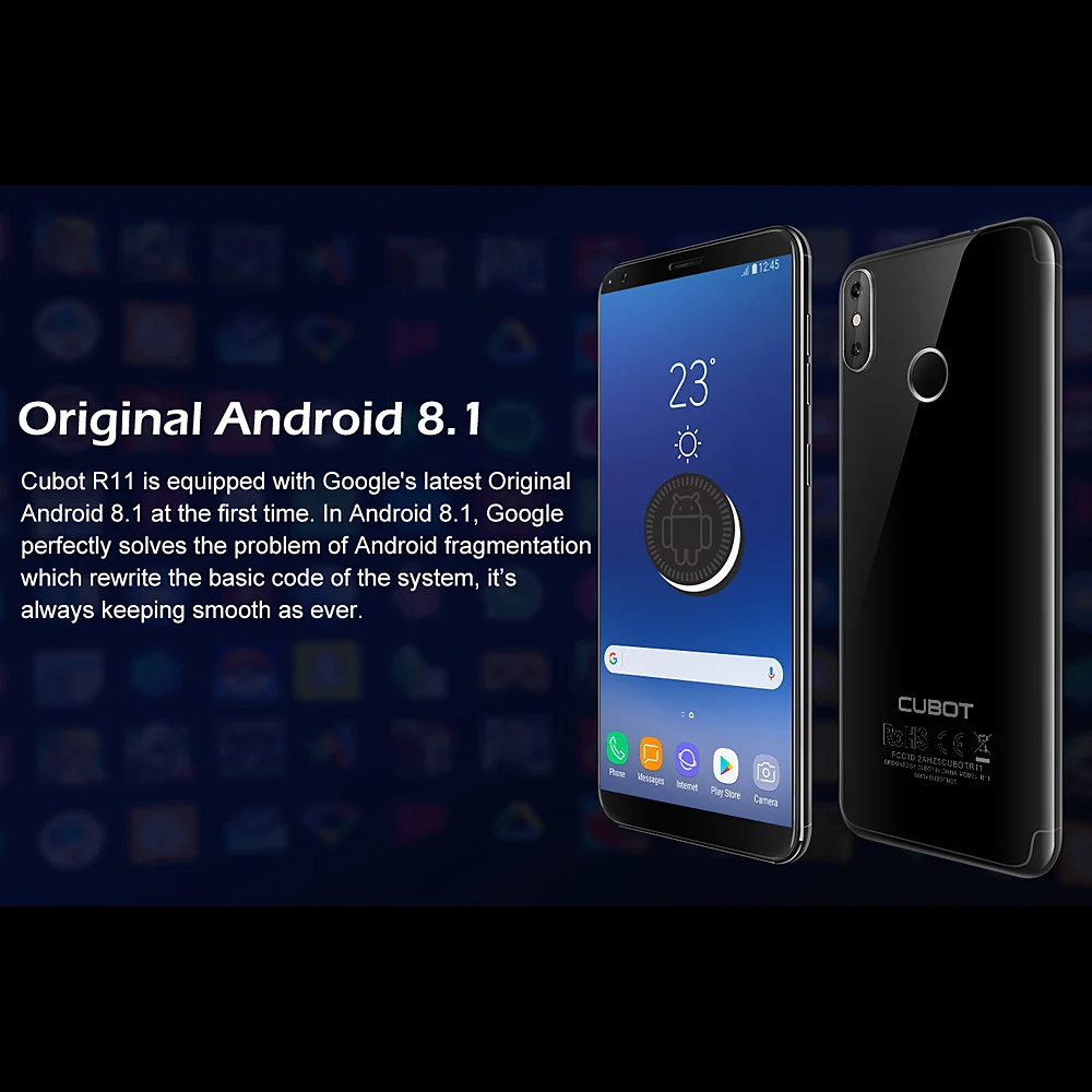 Чехол для CUBOT R11 3g WCDMA отпечатков пальцев все Экран 18:9 HD+ 2 Гб оперативной памяти, 16 Гб встроенной памяти, мобильный телефон 8-ядерный спереди 8MP задняя 13+ 2 Мп камеры смартфона