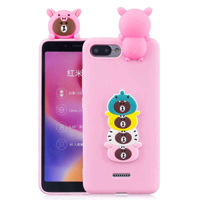 3D Cartoon Unicorn Cover For Xiaomi Redmi 6A Case Cute Toys Soft Silicon Phone Bumper Xiomi |