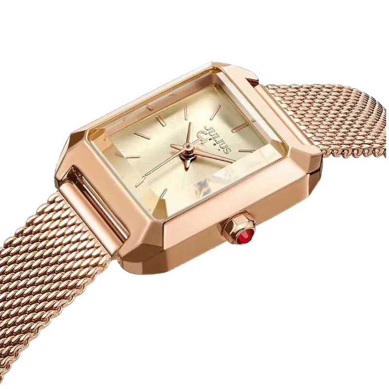 Женские наручные часы Julius Box простые японские кварцевые со стеклом браслет из