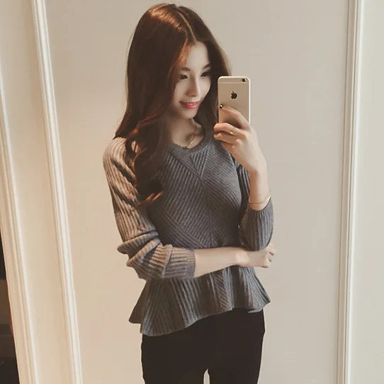Winter Women Knitted sweater Pullovers autumn female long Sleeve Sweater Jumper top 2019 Solid | Женская одежда