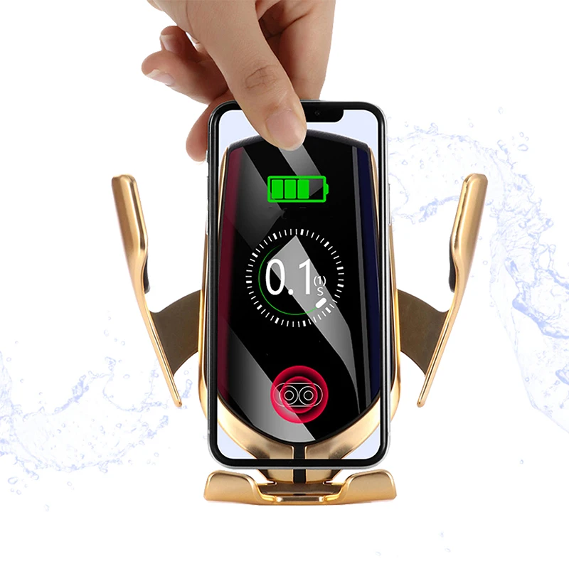 

Tradexert QI Wireless Car Charger R1 Automatic Clamping fast charging cup phone holder mount in car for Iphone XR Huawei Samsung