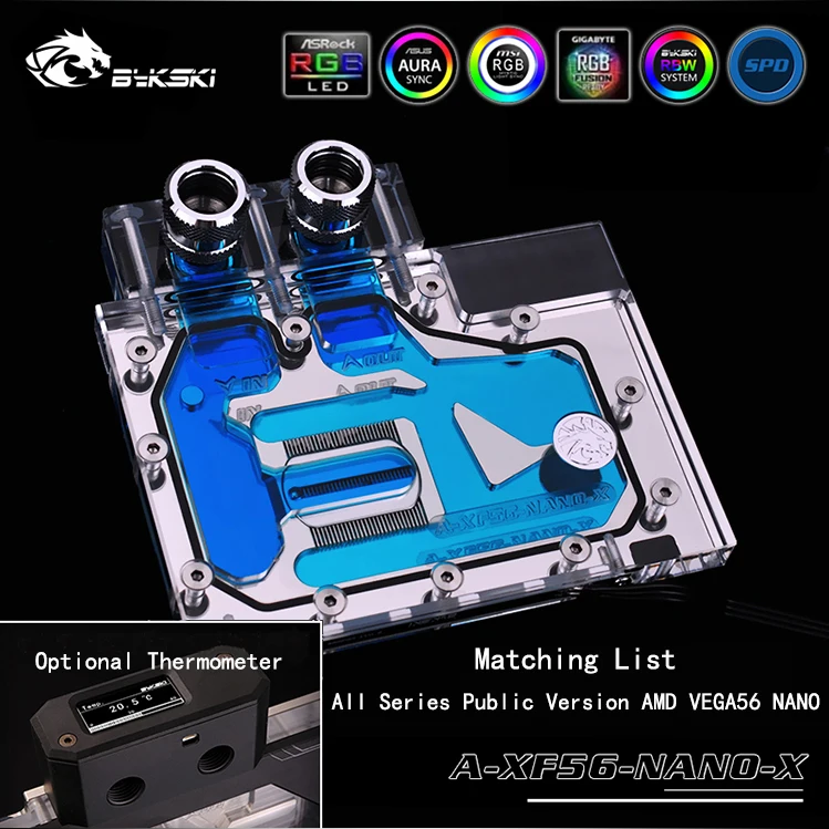 BYKSKI Медный водоблок с полным покрытием для AMD XFX VEGA56 NANO/SAPPHIRE PULSE Radeon RX Vega56 8G HBM2. P/N: A