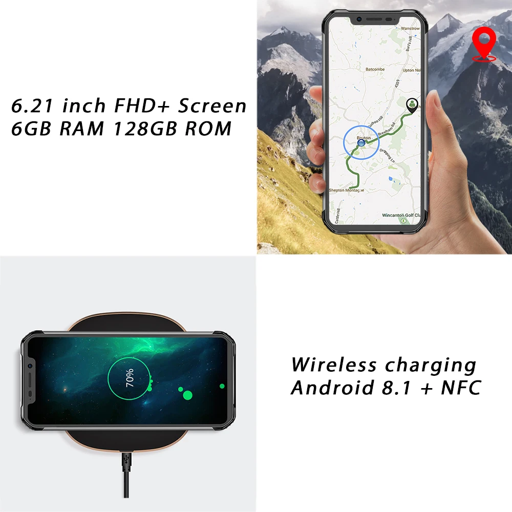 Смартфон BLACKVIEW BV9600 Pro IP68 6 ГБ + 128 Гб 16MP Face ID 21 дюйма FHD Беспроводная зарядка NFC 4G Android 8