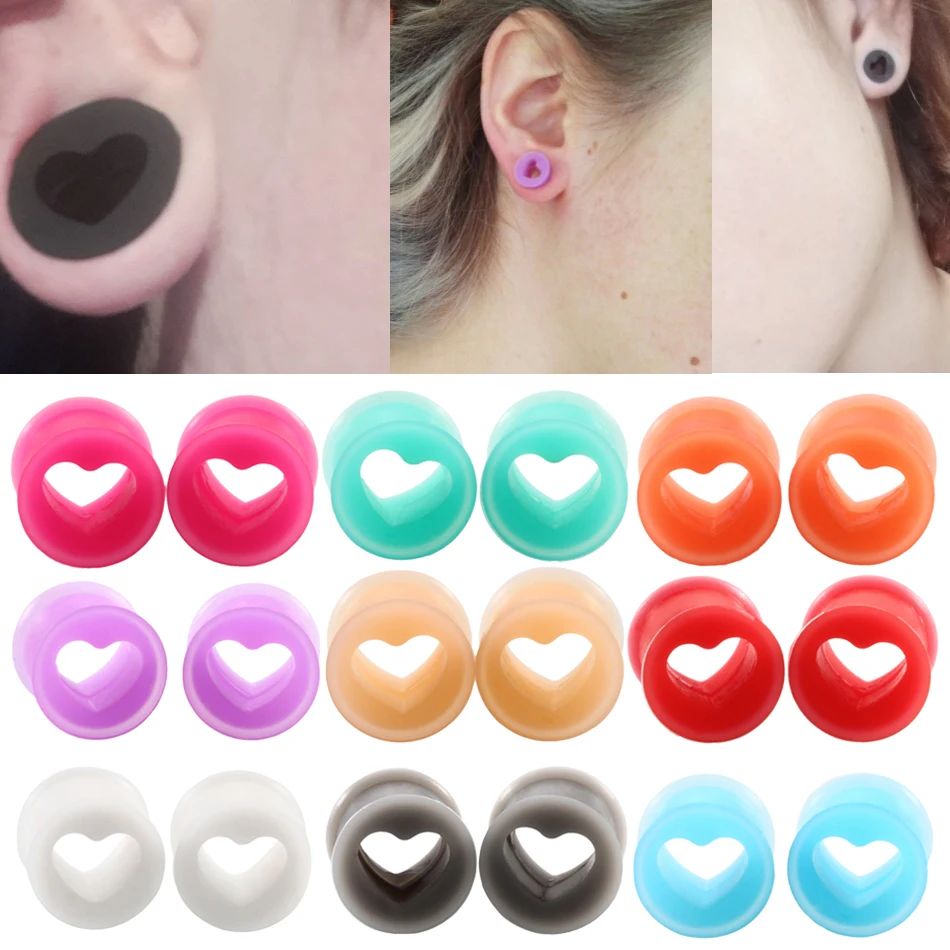 2 шт. силиконовые Заглушки для ушей в форме сердца|gauge plug|ear gauges plugsplugs and tunnels |