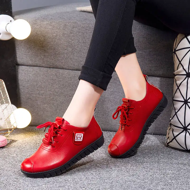 

Comfortable Fashion Women Casual Shoes Genuine Leather Non-slip Female Casual Sneakers Casual Breathable Flat Shoes