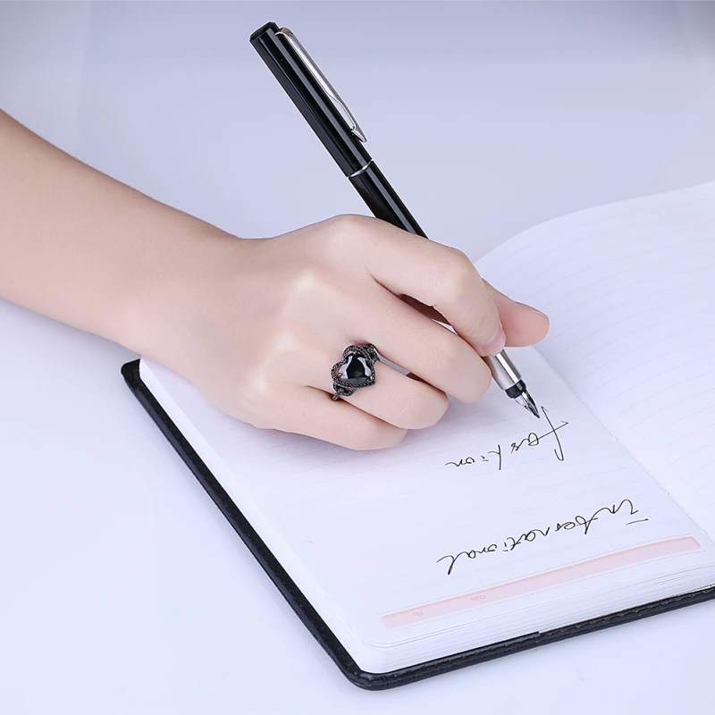 

Garilina Retro jewelry trinket Black Gun Plated Black CZ Women's rings party Love Gift Heart Ring R2189