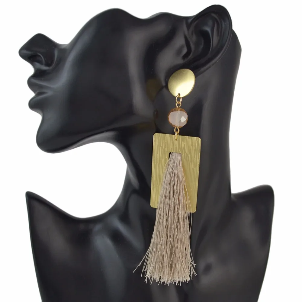 Хлопковые этнические серьги ручной работы с бахромой и кисточками в богемном