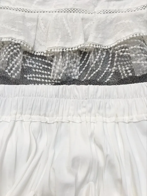 Boho шикарные топы Весна Лето Высокое качество оборки белая сетка вышивка блузки женские