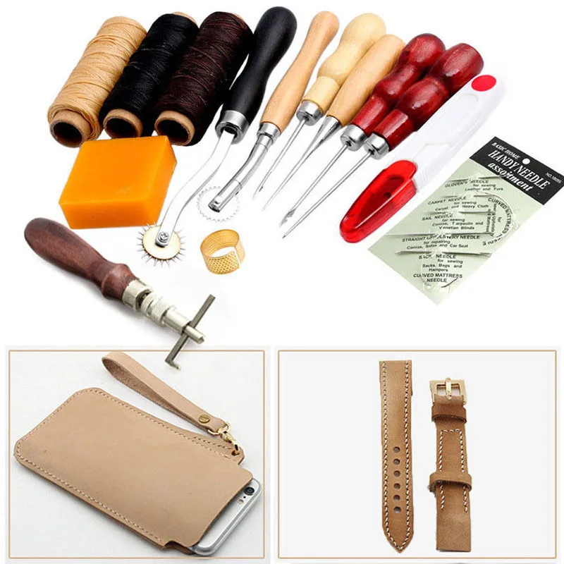 Ручной инструмент для рукоделия шитья швов вощеная нить наперсток набор из кожи