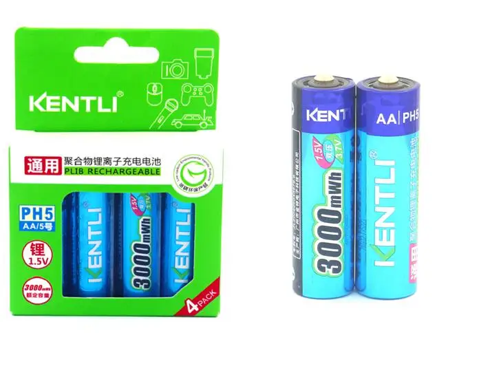 Мощный 6 шт. KENTLI 1 5 в AA PH5 3000mWh PLIB литий-ионная литий-полимерная литиевая батарея + 4